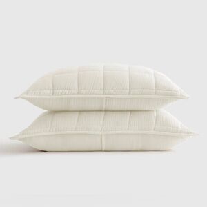 NWOT Quince Organic Airy Gauze Box Quilt King Sham Set in Ivory